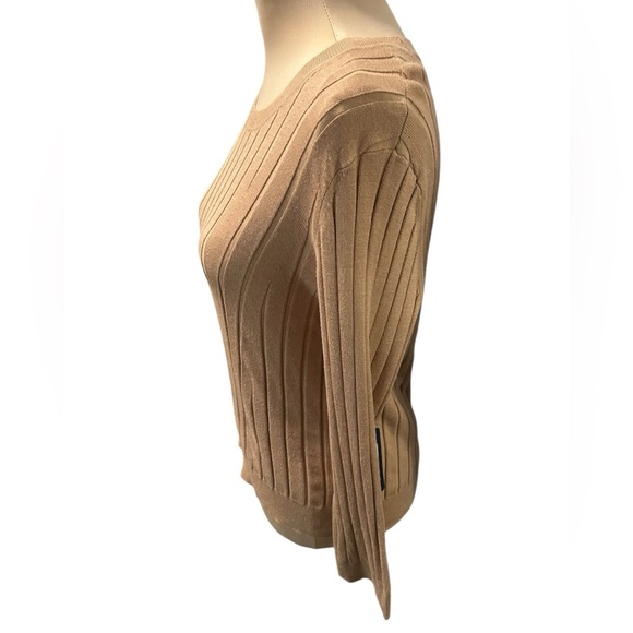 Rachel Roy Women's Fitted Silhouette Ribbed Sweater Camel Color Crewneck XL NWT. - Picture 3 of 11